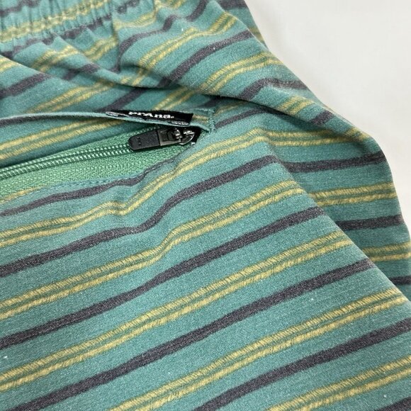 PrAna XL Green Striped Hemp Shorts Drawstring Waist 8" Inseam Mens NWT - Picture 9 of 13